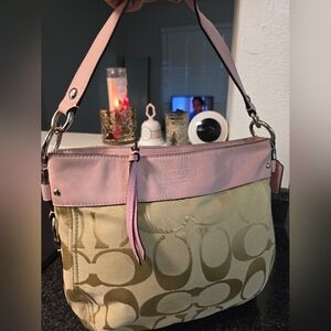 Coach Pink and Tan Zoe Hobo